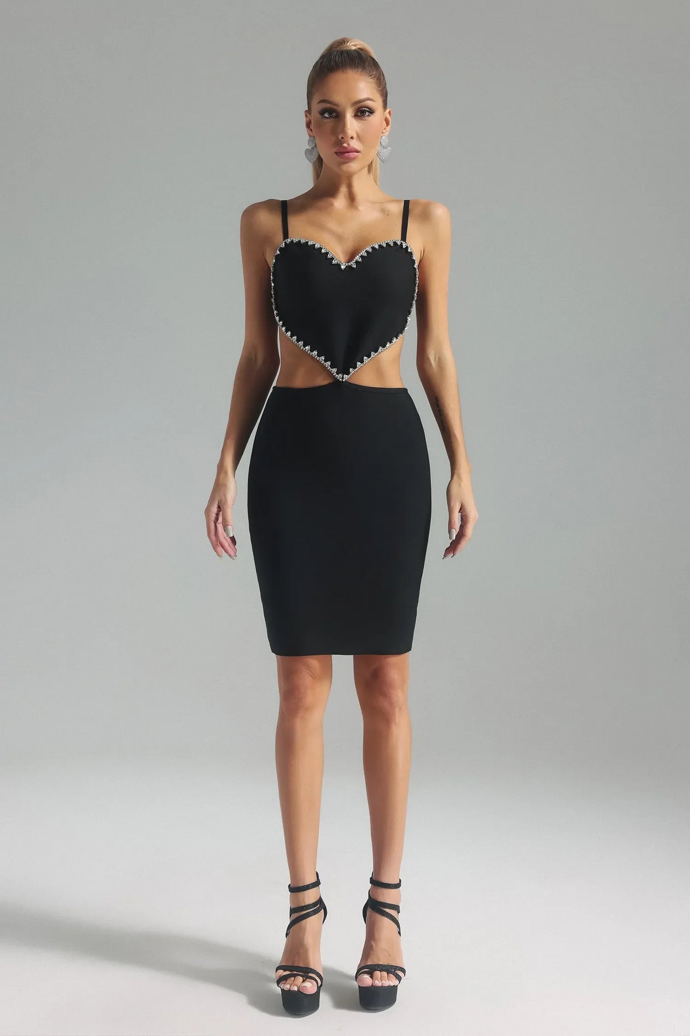 Phoebe Heart Diamond Decorated Midi Bandage Dress