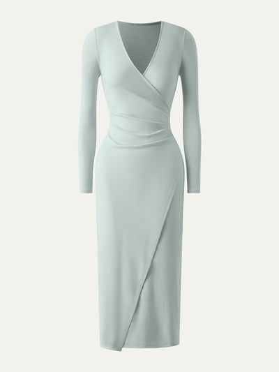 Women's Midi Dress in Light Cotton with Wrap Effect
