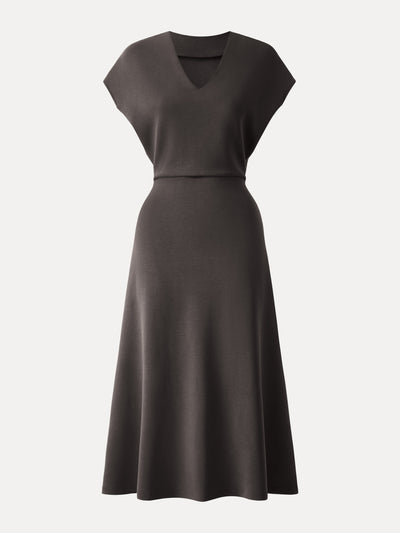 Modal Spacer V-Neck A-line Midi Dress