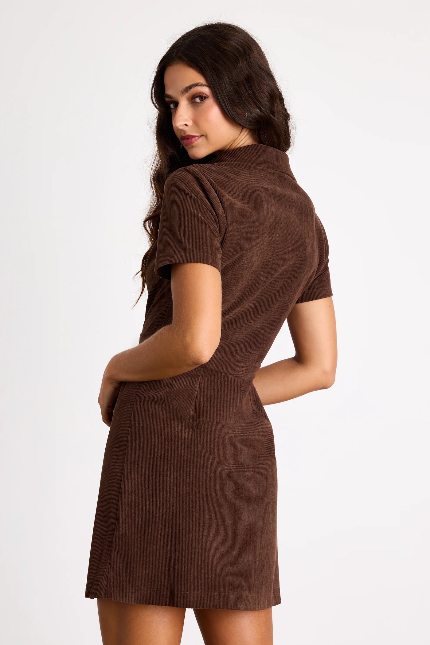 Go-Getter Girl Corduroy Mini Dress With Pockets