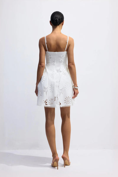 Joanna Collar Embroidered Mini Dress