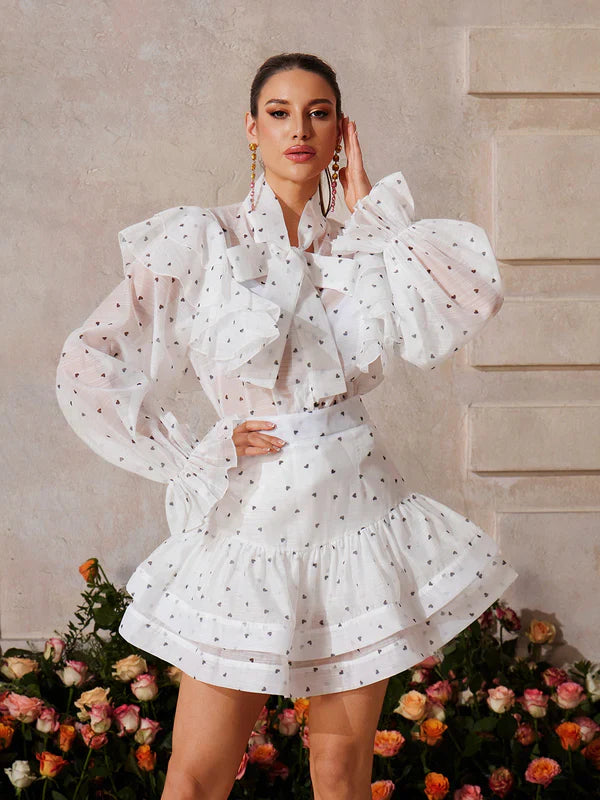 Vexon Ruffled Heart Skirt Set