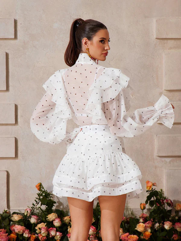 Vexon Ruffled Heart Skirt Set