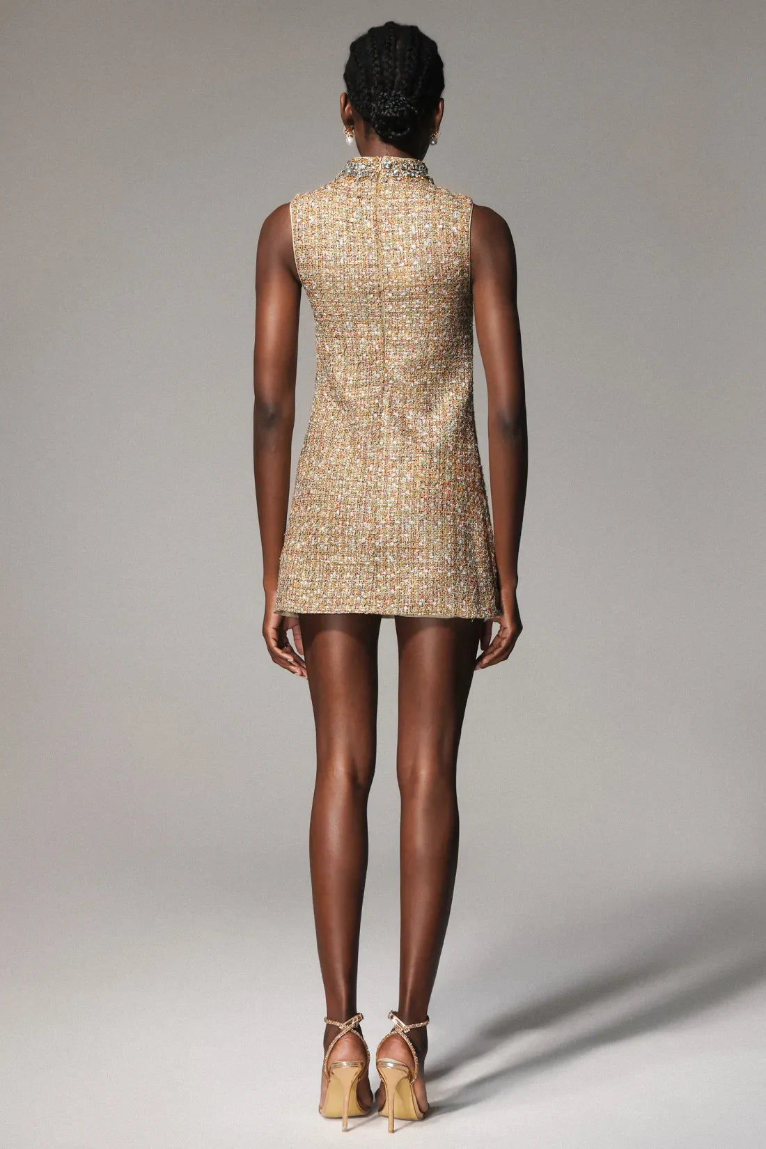 Mid-Rise Sleeveless Tweed Mini Dress