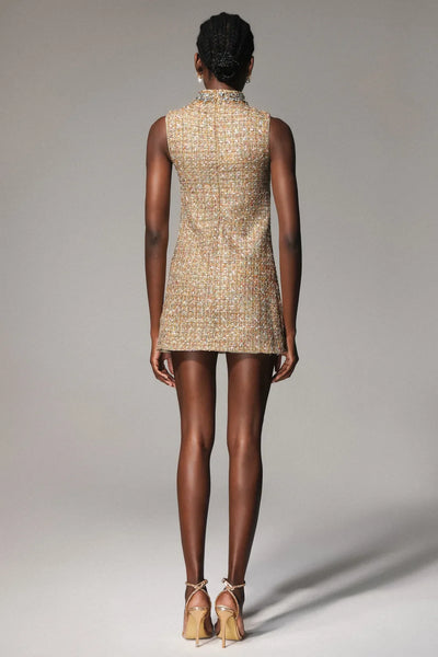 Mid-Rise Sleeveless Tweed Mini Dress