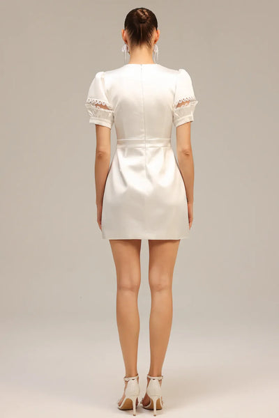 Edwina V Neck Puff Sleeve Mini Dress