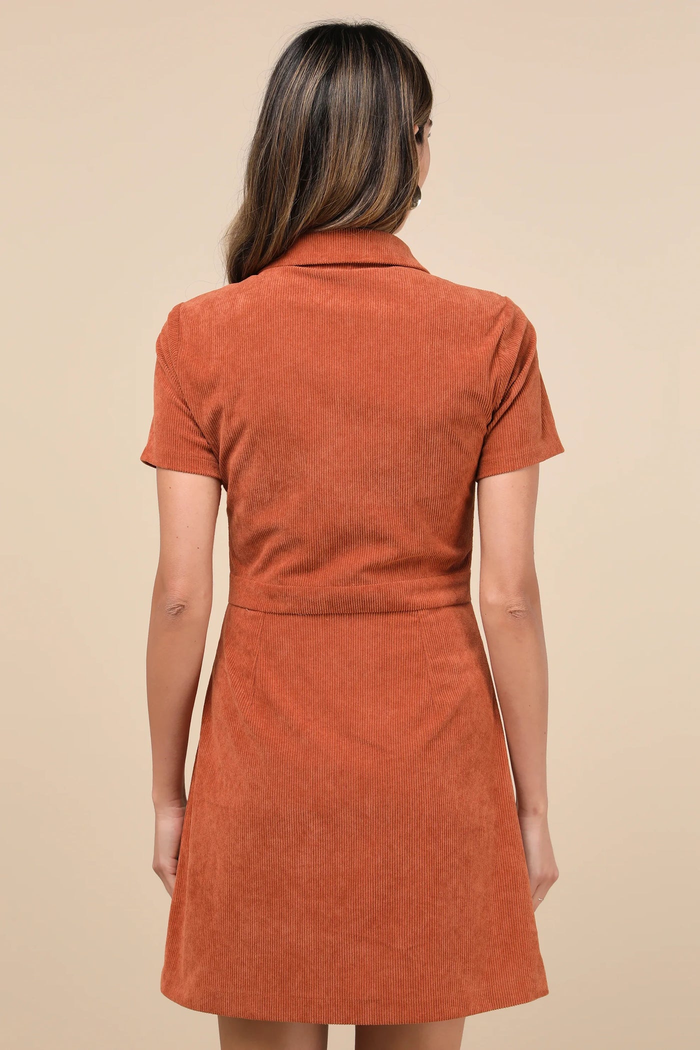 Go-Getter Girl Corduroy Mini Dress With Pockets