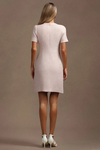 Short Sleeve Gold Button Mini Dress