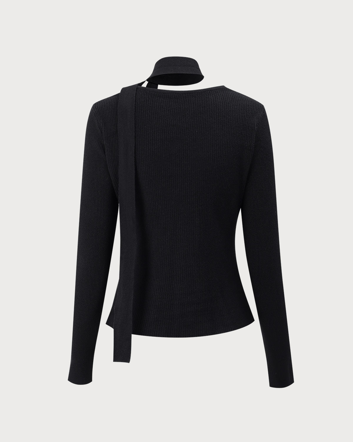 Black Ribbed Knit Slim Cardigan