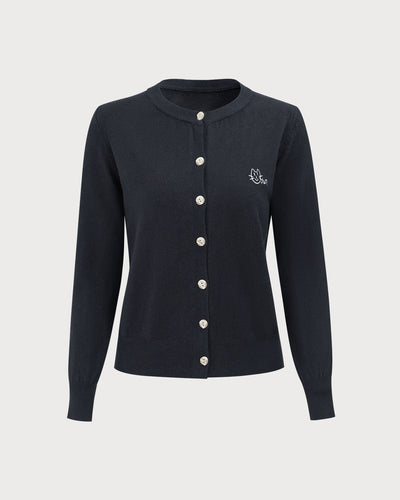 Gray Single Button Ribbed Knitted Cardigan