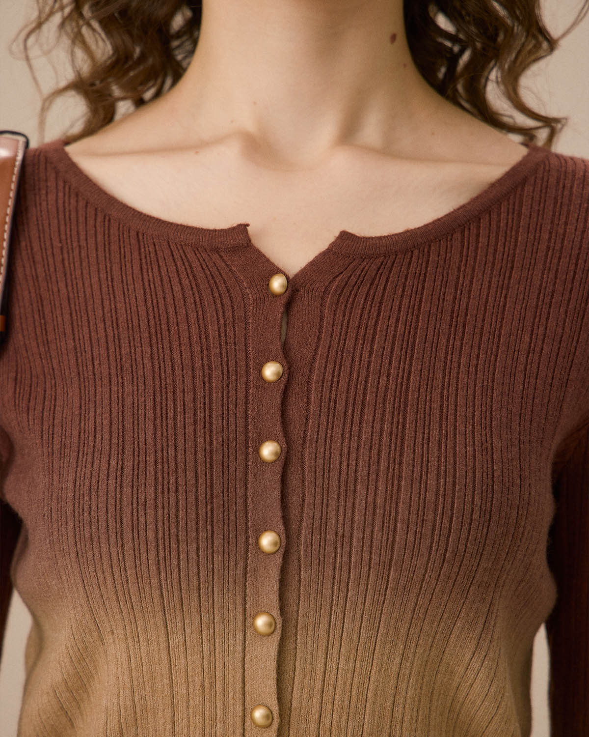 Terracotta Red Tie Dye Round Neck Cardigan