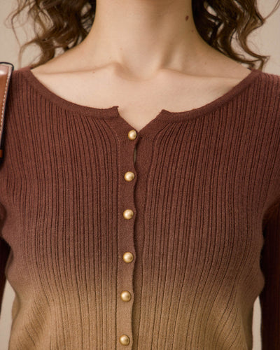 Terracotta Red Tie Dye Round Neck Cardigan