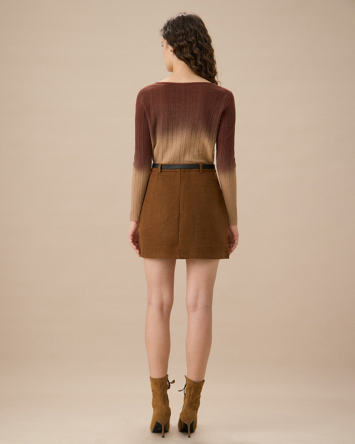 Terracotta Red Tie Dye Round Neck Cardigan