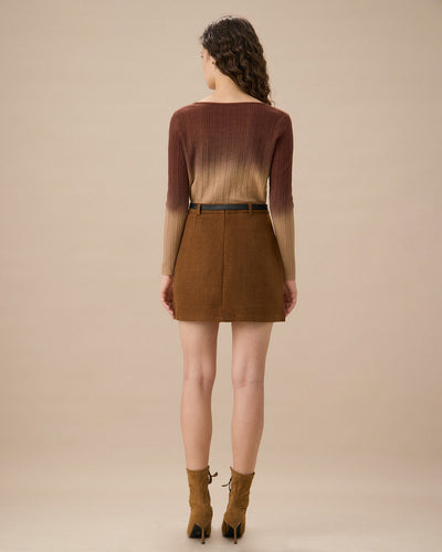 Terracotta Red Tie Dye Round Neck Cardigan