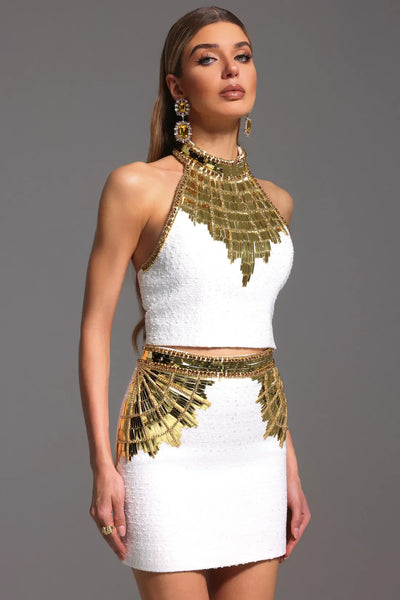 Havani Choker Necklaceless Sequined Mini Two-Piece Set
