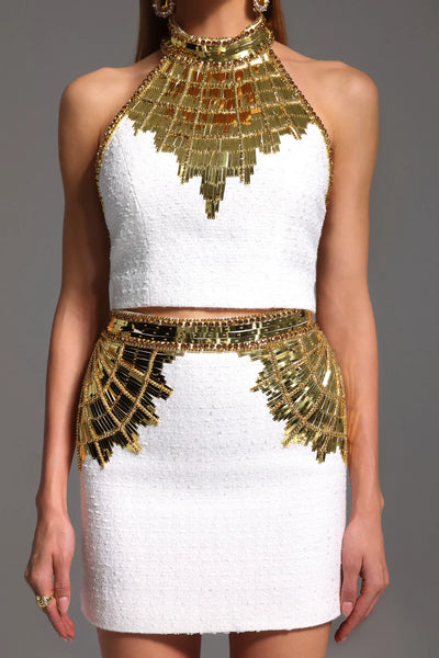 Havani Choker Necklaceless Sequined Mini Two-Piece Set